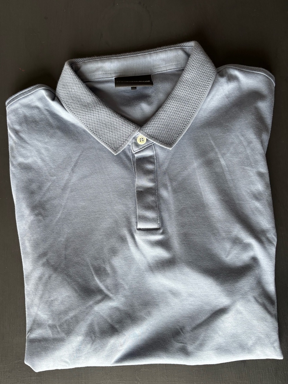 Emporio Armani Light Blue Men's Polo Shirt - Textured Collar